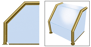 C.R. Laurence CRL Elegant 105 Series Sneeze Guard - 1-1/2&quot; Polished Brass Tubing, Glass On Top, Slant, Front, and One End or Both Ends  | SG5105PB