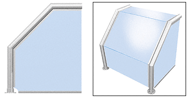 C.R. Laurence CRL Elegant 105 Series Sneeze Guard - 1-1/2&quot; Polished Stainless Tubing, Glass On Top, Slant, Front, and One End or Both Ends  | SG5105PS