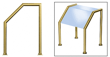 C.R. Laurence CRL Elegant 106 Series Sneeze Guard - 1-1/2&quot; Polished Brass Tubing, Glass On Slant and Top Only  | SG5106PB