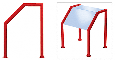 C.R. Laurence CRL Elegant 106 Series Sneeze Guard - 1-1/2&quot; Powder Painted Tubing, Glass On Slant and Top Only  | SG5106PT