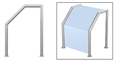 C.R. Laurence CRL Elegant 107 Series Sneeze Guard - 1-1/2&quot; Brushed Stainless Tubing, Glass On Slant, Top, and Front Only  | SG5107BS