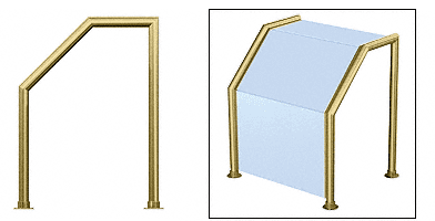 C.R. Laurence CRL Elegant 107 Series Sneeze Guard - 1-1/2&quot; Polished Brass Tubing, Glass On Slant, Top, and Front Only  | SG5107PB