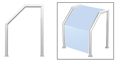 C.R. Laurence CRL Elegant 107 Series Sneeze Guard - 1-1/2&quot; Polished Stainless Tubing, Glass On Slant, Top, and Front Only  | SG5107PS