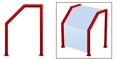 C.R. Laurence CRL Elegant 107 Series Sneeze Guard - 1-1/2&quot; Powder Painted Tubing, Glass On Slant, Top, and Front Only  | SG5107PT