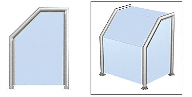 C.R. Laurence CRL Elegant 108 Series Sneeze Guard - 1-1/2&quot;  Brushed Stainless Tubing, Glass On Slant, Top, Front and One End or Both Ends  | SG5108BS