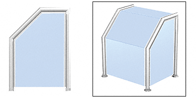C.R. Laurence CRL Elegant 108 Series Sneeze Guard - 1-1/2&quot; Polished Stainless Tubing, Glass On Slant, Top, Front and One End or Both Ends  | SG5108PS