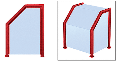 C.R. Laurence CRL Elegant 108 Series Sneeze Guard - 1-1/2&quot; Powder Painted Tubing, Glass On Slant, Top, Frontand One End or Both Ends  | SG5108PT