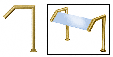 C.R. Laurence CRL Elegant 112 Series Sneeze Guard - 1-1/2&quot; Polished Brass Tubing, Glass On Slant Only  | SG5112PB