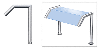 C.R. Laurence CRL Elegant 113 Series Sneeze Guard - 1-1/2&quot; Polished Stainless Tubing, Glass On Slant and Top Only  | SG5113PS