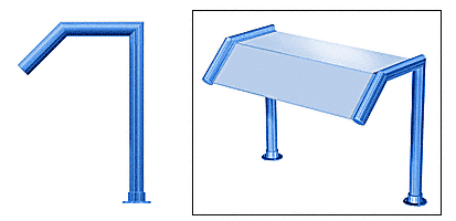 C.R. Laurence CRL Elegant 113 Series Sneeze Guard - 1-1/2&quot; Powder Painted Tubing, Glass On Slant and Top Only  | SG5113PT