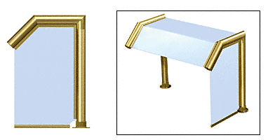 C.R. Laurence CRL Elegant 114 Series Sneeze Guard - 1-1/2&quot; Polished Brass Tubing, Glass On Slant, Top, and One End or Both Ends  | SG5114PB