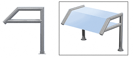 C.R. Laurence CRL Elegant 115 Series Sneeze Guard - 1-1/2&quot; Brushed Stainless Tubing, Glass On Top, Slant, and Shelf  Only | SG5115BS