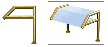C.R. Laurence CRL Elegant 115 Series Sneeze Guard - 1-1/2&quot; Polished Brass Tubing Glass On Top, Slant, and Shelf Only | SG5115PB