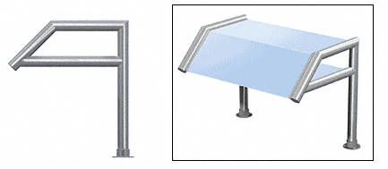 C.R. Laurence CRL Elegant 115 Series Sneeze Guard - 1-1/2&quot; Polished Stainless Tubing Glass On Top, Slant, and Shelf Only | SG5115PS