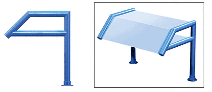 C.R. Laurence CRL Elegant 115 Series Sneeze Guard - 1-1/2&quot; Powder Painted Tubing Glass On Top, Slant, and Shelf Only | SG5115PT