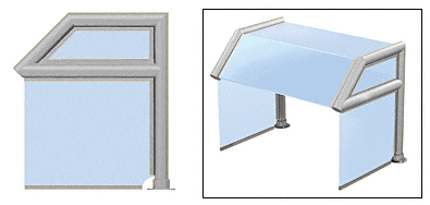 C.R. Laurence CRL Elegant 116 Series Sneeze Guard - 1-1/2&quot; Brushed Stainless Tubing, Glass On Top, Slant, Shelf, and Ends  | SG5116BS