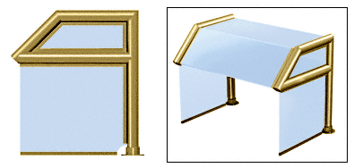C.R. Laurence CRL Elegant 116 Series Sneeze Guard - 1-1/2&quot; Polished Brass Tubing, Glass On Top, Slant, Shelf, and Ends  | SG5116PB