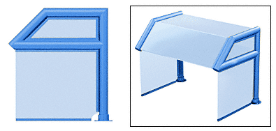 C.R. Laurence CRL Elegant 116 Series Sneeze Guard - 1-1/2&quot; Powder Painted Tubing, Glass On Top, Slant, Shelf, and Ends  | SG5116PT