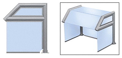 C.R. Laurence CRL Elegant 117 Series Sneeze Guard - 1-1/2&quot; Brushed Stainless Tubing, Glass On Top, Slant, Shelf, Back Bottom and Ends  | SG5117BS