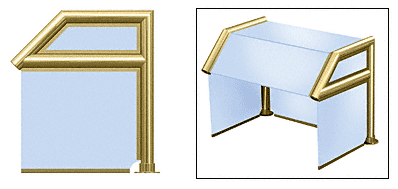 C.R. Laurence CRL Elegant 117 Series Sneeze Guard - 1-1/2&quot; Polished Brass Tubing, Glass On Top, Slant, Shelf, Back Bottom and Ends  | SG5117PB