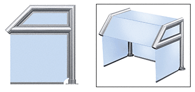C.R. Laurence CRL Elegant 117 Series Sneeze Guard - 1-1/2&quot; Polished Stainless Tubing, Glass On Top,  Slant, Shelf, Back Bottom and Ends  | SG5117PS