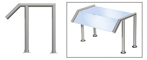 C.R. Laurence CRL Elegant 118 Series Sneeze Guard - 1-1/2&quot; Brushed Stainless Tubing, Glass On Slant and Top Only  | SG5118BS