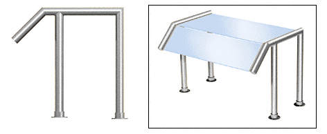 C.R. Laurence CRL Elegant 118 Series Sneeze Guard - 1-1/2&quot; Polished Stainless Tubing, Glass On Slant and Top Only  | SG5118PS