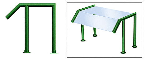 C.R. Laurence CRL Elegant 118 Series Sneeze Guard - 1-1/2&quot; Powder Painted Tubing, Glass On Slant and Top Only  | SG5118PT