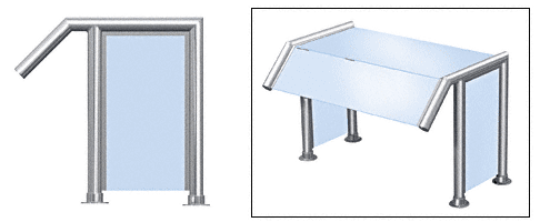 C.R. Laurence CRL Elegant 119 Series Sneeze Guard - 1-1/2&quot; Polished Stainless Tubing, Glass On Slant, Top, and One End or Both Ends  | SG5119PS