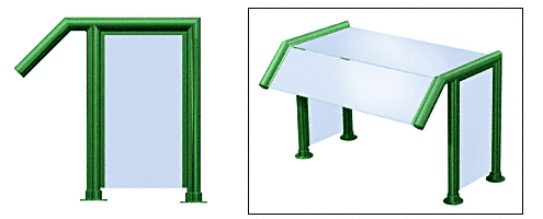 C.R. Laurence CRL Elegant 119 Series Sneeze Guard - 1-1/2&quot; Powder Painted Tubing, Glass On Slant, Top, and One End or Both Ends  | SG5119PT