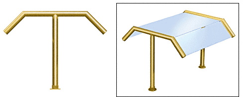 C.R. Laurence CRL Elegant 120 Series Sneeze Guard - 1-1/2&quot; Polished Brass Tubing, Glass On Slants and Top Only  | SG5120PB