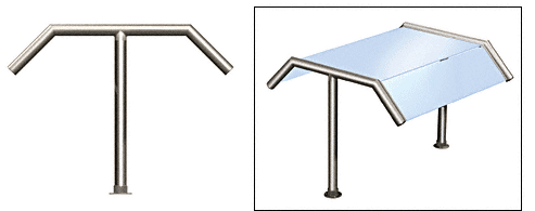 C.R. Laurence CRL Elegant 120 Series Sneeze Guard - 1-1/2&quot; Polished Stainless Tubing, Glass On Slants and Top Only  | SG5120PS
