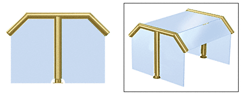 C.R. Laurence CRL Elegant 121 Series Sneeze Guard - 1-1/2&quot; Polished Brass Tubing, Glass On Slants, Top, and One End or Both Ends  | SG5121PB