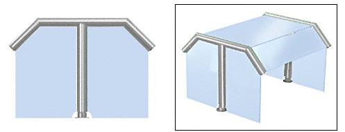 C.R. Laurence CRL Elegant 121 Series Sneeze Guard - 1-1/2&quot; Polished Stainless Tubing, Glass On Slants, Top, and One End or Both Ends  | SG5121PS