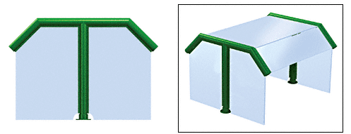 C.R. Laurence CRL Elegant 121 Series Sneeze Guard - 1-1/2&quot; Powder Painted Tubing, Glass On Slants, Top, and One End or Both Ends  | SG5121PT
