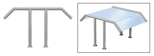C.R. Laurence CRL Elegant 122 Series Sneeze Guard - 1-1/2&quot; Brushed Stainless Tubing, Glass On Slants and Top Only  | SG5122BS