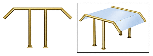 C.R. Laurence CRL Elegant 122 Series Sneeze Guard - 1-1/2&quot; Polished Brass Tubing, Glass On Slants and Top Only  | SG5122PB