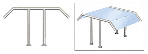 C.R. Laurence CRL Elegant 122 Series Sneeze Guard - 1-1/2&quot; Polished Stainless Tubing, Glass On Slants and Top Only  | SG5122PS