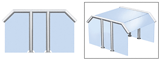 C.R. Laurence CRL Elegant 123 Series Sneeze Guard - 1-1/2&quot; Polished Stainless Tubing, Glass On Slants, Top, and One End or Both Ends  | SG5123PS