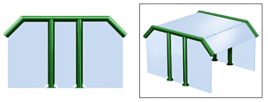 C.R. Laurence CRL Elegant 123 Series Sneeze Guard - 1-1/2&quot; Powder Painted Tubing, Glass On Slants, Top, and One End or Both Ends  | SG5123PT