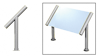 C.R. Laurence CRL Elegant 124 Series Sneeze Guard - 1-1/2&quot; Brushed Stainless Tubing, Glass On Slant Only  | SG5124BS