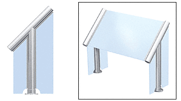 C.R. Laurence CRL Elegant 125 Series Sneeze Guard - 1-1/2&quot; Polished Stainless Tubing, Glass On Slant, and One End or Both Ends  | SG5125PS