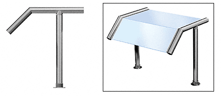 C.R. Laurence CRL Elegant 126 Series Sneeze Guard - 1-1/2&quot; Brushed Stainless Tubing, Glass On Slant  and Top Only  | SG5126BS