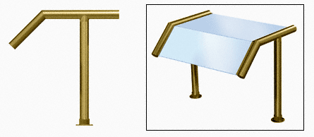 C.R. Laurence CRL Elegant 126 Series Sneeze Guard - 1-1/2&quot; Polished Brass Tubing, Glass On Slant  and Top Only  | SG5126PB