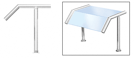 C.R. Laurence CRL Elegant 126 Series Sneeze Guard - 1-1/2&quot; Polished Stainless Tubing, Glass On Slant  and Top Only  | SG5126PS