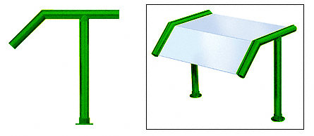 C.R. Laurence CRL Elegant 126 Series Sneeze Guard - 1-1/2&quot; Powder Painted Tubing, Glass On Slant  and Top Only  | SG5126PT