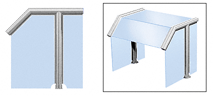 C.R. Laurence CRL Elegant 127 Series Sneeze Guard - 1-1/2&quot; Brushed Stainless Tubing, Glass On Slant, Top, and One End or Both Ends  | SG5127BS