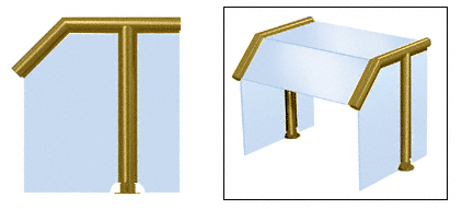 C.R. Laurence CRL Elegant 127 Series Sneeze Guard - 1-1/2&quot; Polished Brass Tubing, Glass On Slant, Top, and One End or Both Ends  | SG5127PB