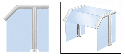 C.R. Laurence CRL Elegant 127 Series Sneeze Guard - 1-1/2&quot; Polished Stainless Tubing, Glass On Slant, Top, and One End or Both Ends  | SG5127PS