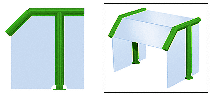 C.R. Laurence CRL Elegant 127 Series Sneeze Guard - 1-1/2&quot; Powder Painted Tubing, Glass On Slant, Top, and One End or Both Ends  | SG5127PT